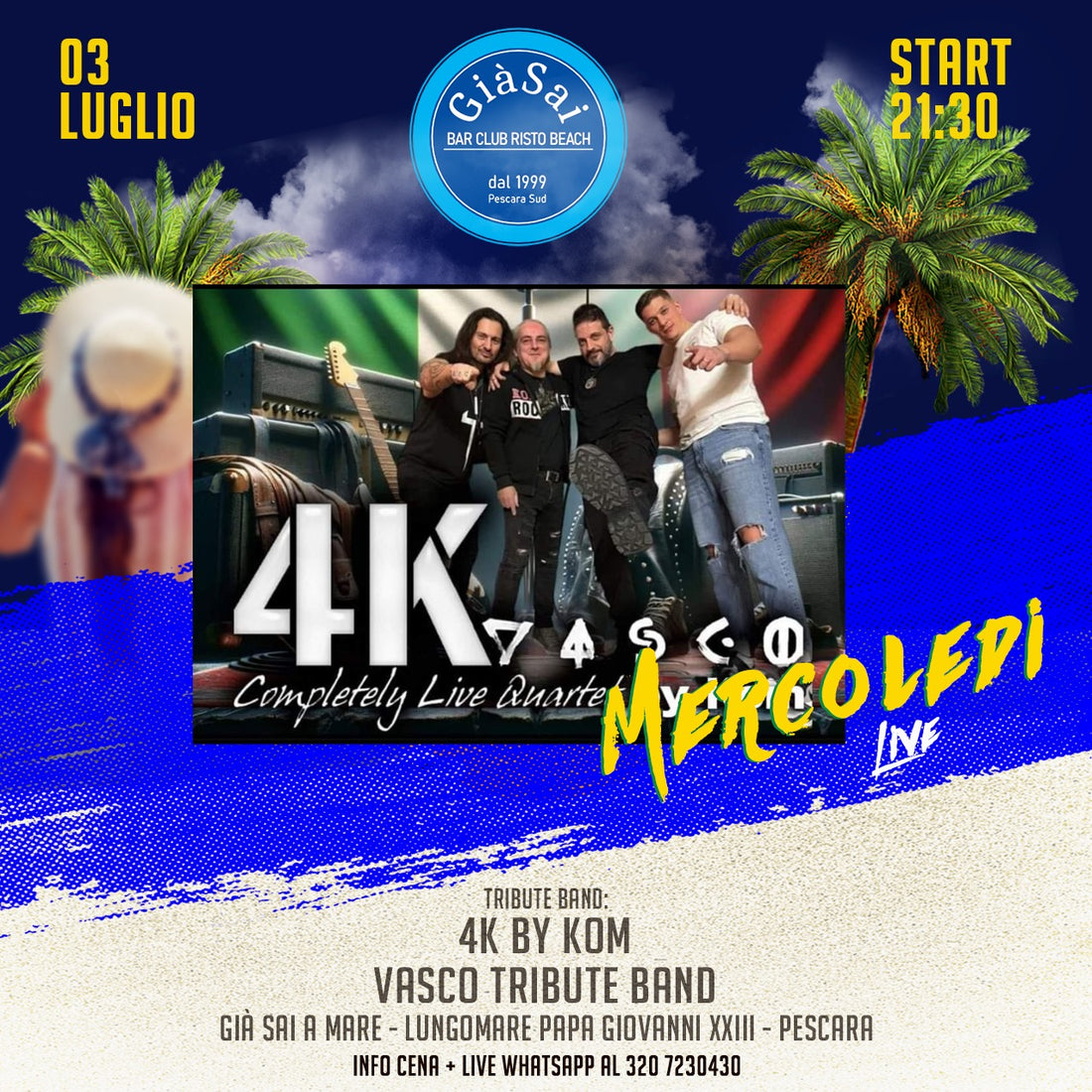 4K by kom - Vasco Rossi Tribute Band - Mercoledi 3 luglio 21.30